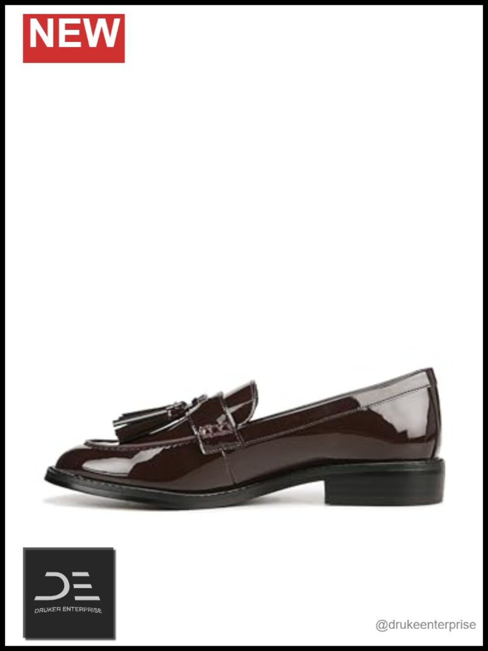 Women's Tassel Loafers Slip-On Block Heel Faux Leather